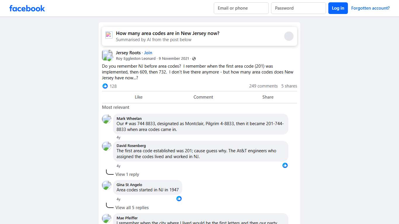 Jersey Roots Do you remember NJ before area codes Facebook