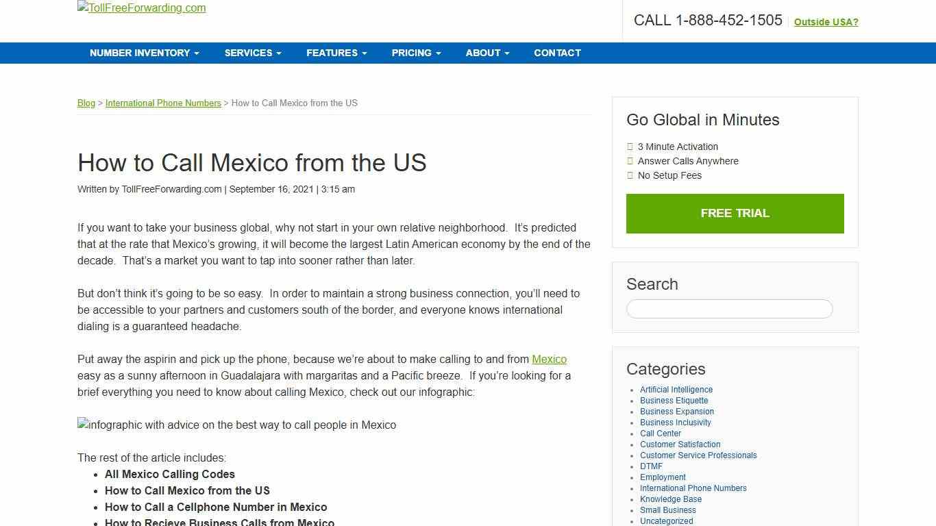 How to Call Mexico from the US - TollFreeForwarding.com